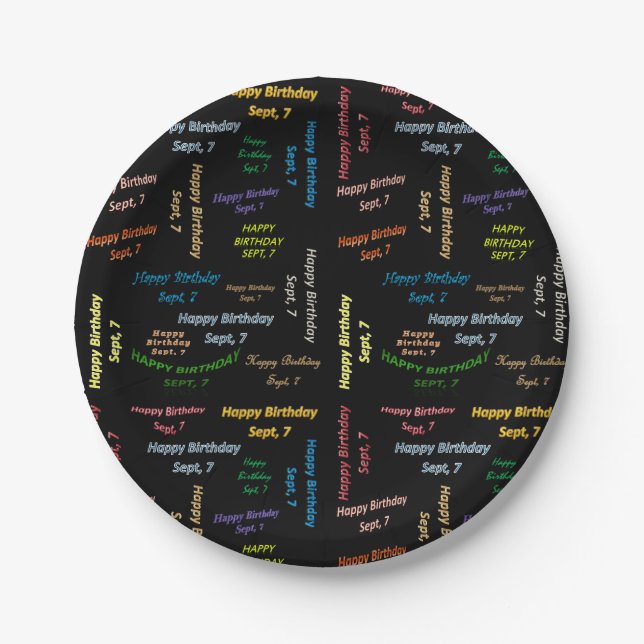 Paper Tellers September, 7. Geburtstag Pappteller (Vorderseite)