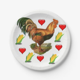 Paper Tellers Valentine's Day Rooster Vintag Pappteller