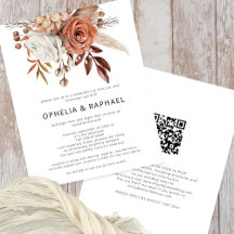 PAPER Terracotta Florals QR Code Bohemisch Wedding