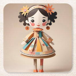 Paper Toy Girl Doll Untersetzer Set