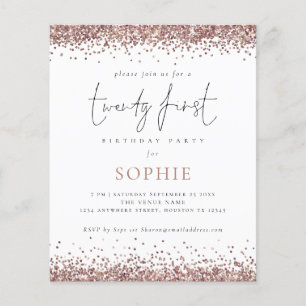 PAPER Trendy Rose Gold Glitzer 21. Party Einladung Flyer