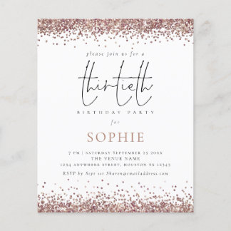 PAPER Trendy Rose Gold Glitzer 30. Party Einladung Flyer