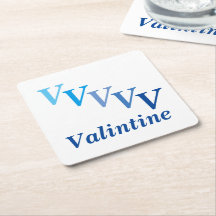 Paper Untersetzer - Name und Initals (blau)