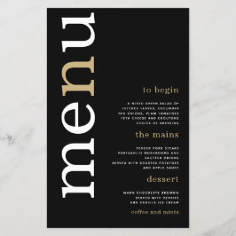 PAPER White Gold Typografy Black Wedding Menu Flyer