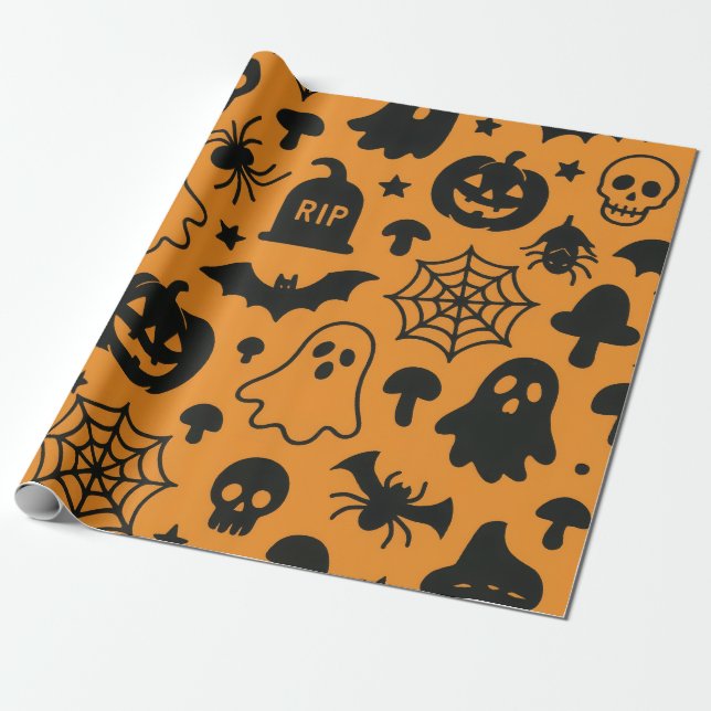 Paper wrapping paper with Halloween-themed pattern Geschenkpapier (Ungerollt)