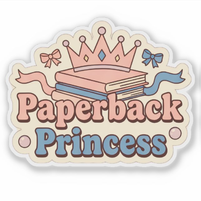 Paperback Princess - book lover reading Aufkleber (Vorderseite)
