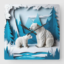 Papercraft-Szene mit Eisbären in blauer arktischer