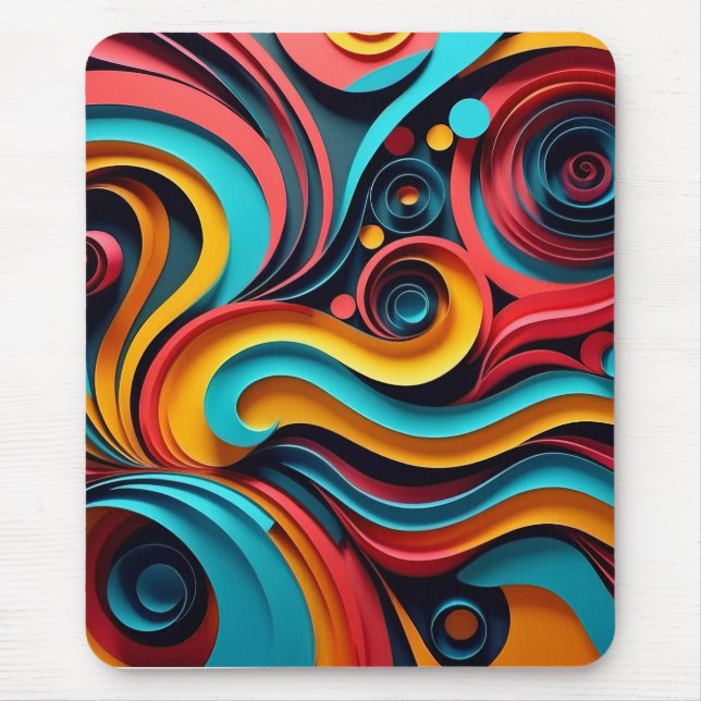 Papercut Colorful Waves Artwork Mousepad (Vorne)