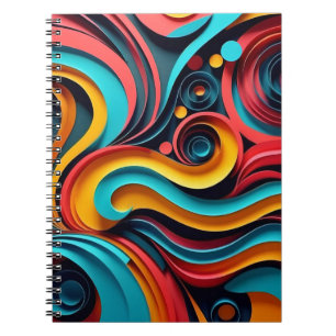 Papercut Colorful Waves Artwork Notizblock
