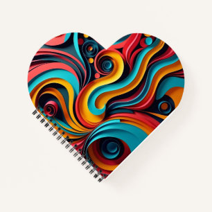Papercut Colorful Waves Artwork Notizbuch