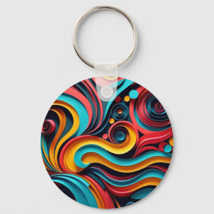 Papercut Colorful Waves Artwork Schlüsselanhänger