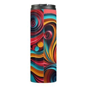 Papercut Colorful Waves Artwork Thermosbecher