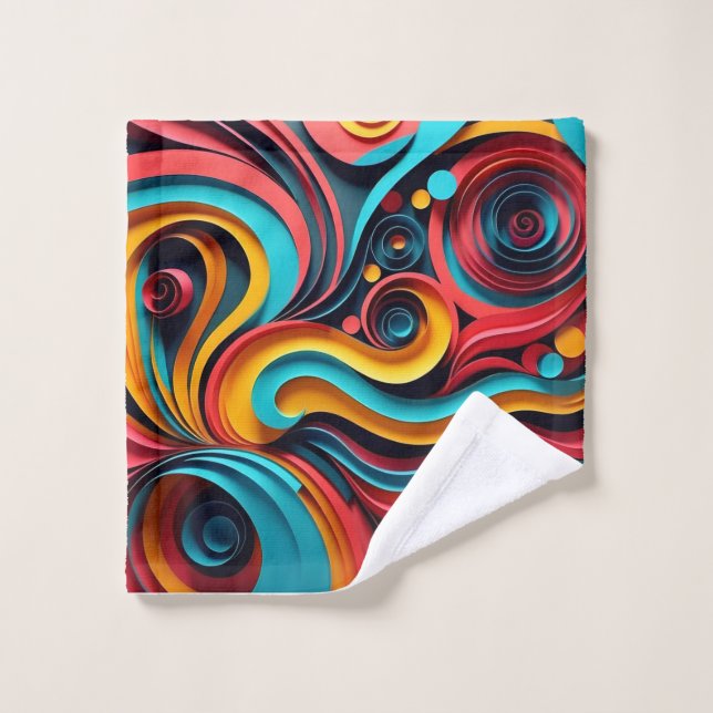 Papercut Colorful Waves Artwork Waschlappen (Waschlappen)