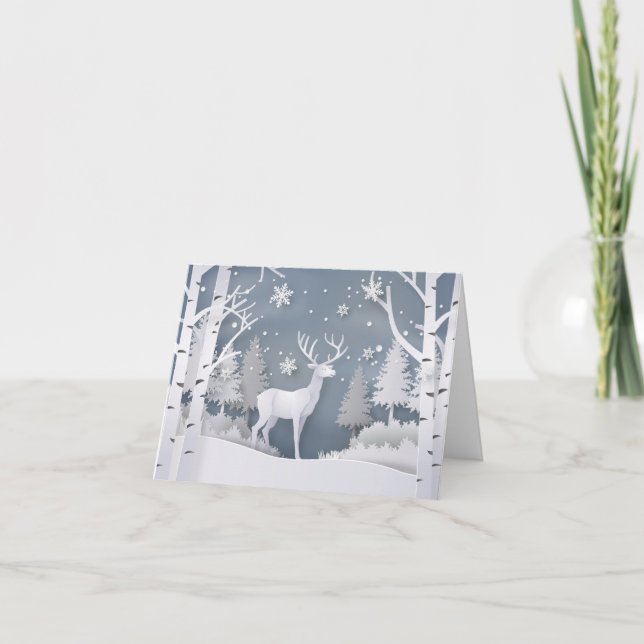 Papercut Deh im Winterwald (Vorderseite)