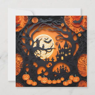 Papercut Halloween Scene Einladung