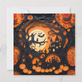 Papercut Halloween Scene Einladung