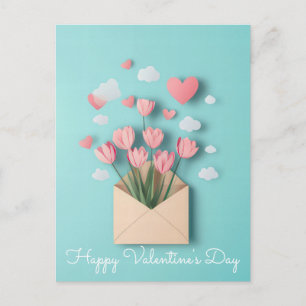 Papercut Hearts and Blume Valentins Gruß Postkarte