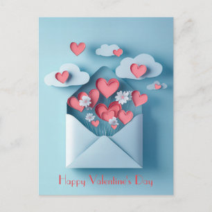 Papercut Herz und Blume Valentins Gruß Postkarte