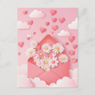 Papercut Herz und Blume Valentins Gruß Postkarte