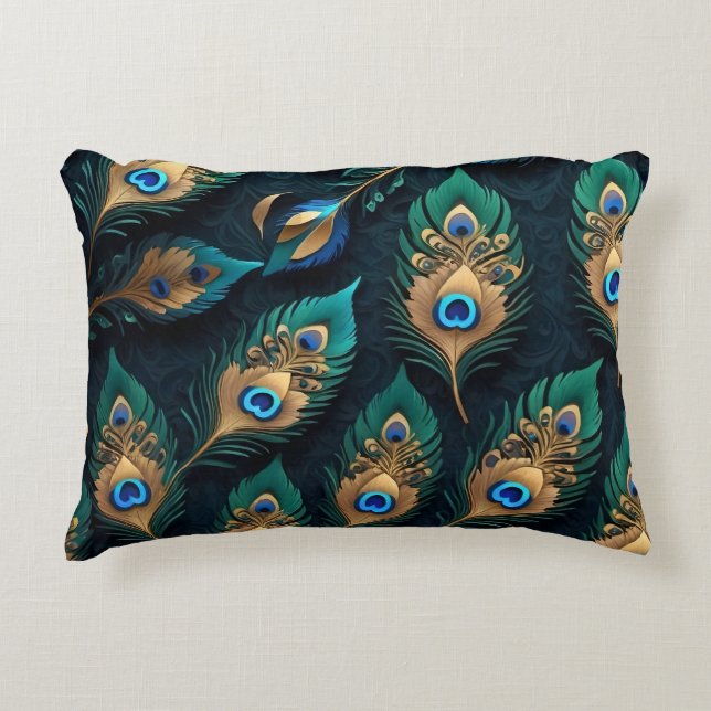 Papercut Peacock Feathers Pattern Dekokissen (Vorderseite)