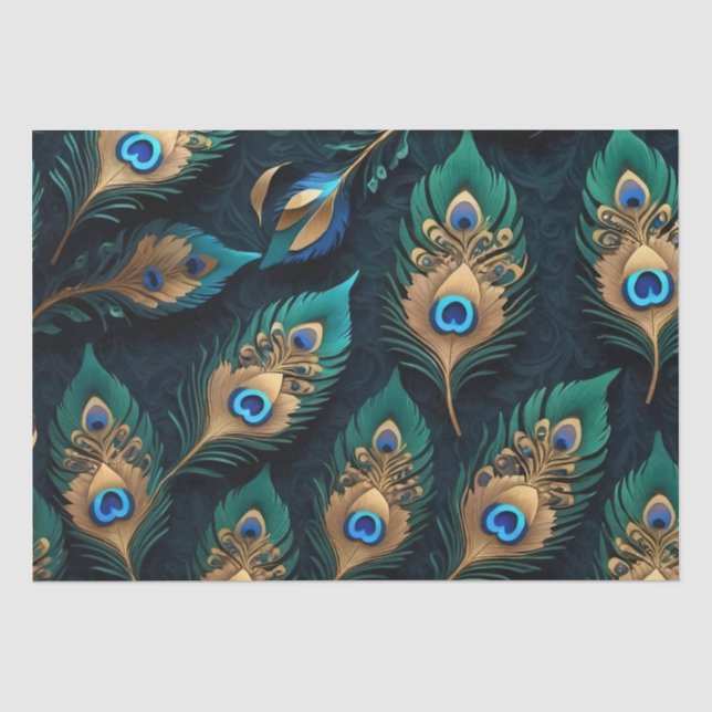 Papercut Peacock Feathers Pattern Seidenpapier (Vorderseite)
