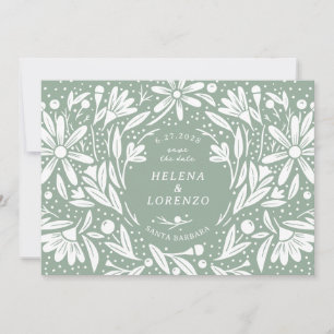 Papercut Rustikale Blume Grün Save The Date