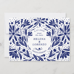 Papercut Rustikale Blume Navy Blue Save The Date