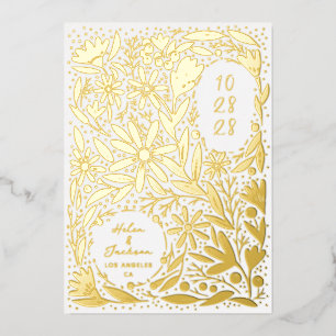 Papercut Rustikale Blume Save the Date Folieneinladung