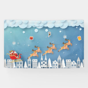 Papercut Santa und Reindei über Weihnachten in der Banner