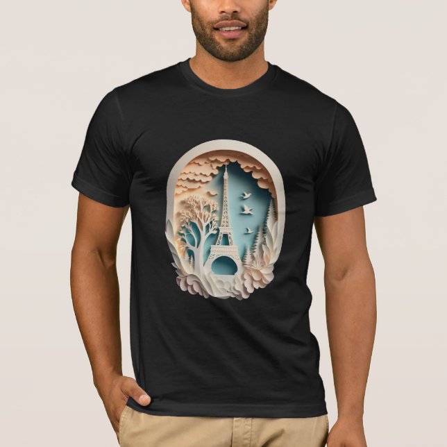 Papercut Style Paris T-shirt noir homme (Devant)
