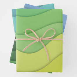 Papercut-Wellen, buntes abstraktes Design Geschenkpapier Set