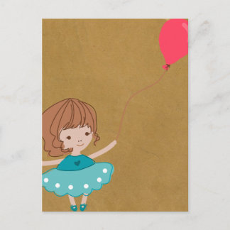 Paperfruit ballon Girl Postcard Postkarte