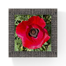 Papergewicht aus Glas mit Atemberaubendem Mohn