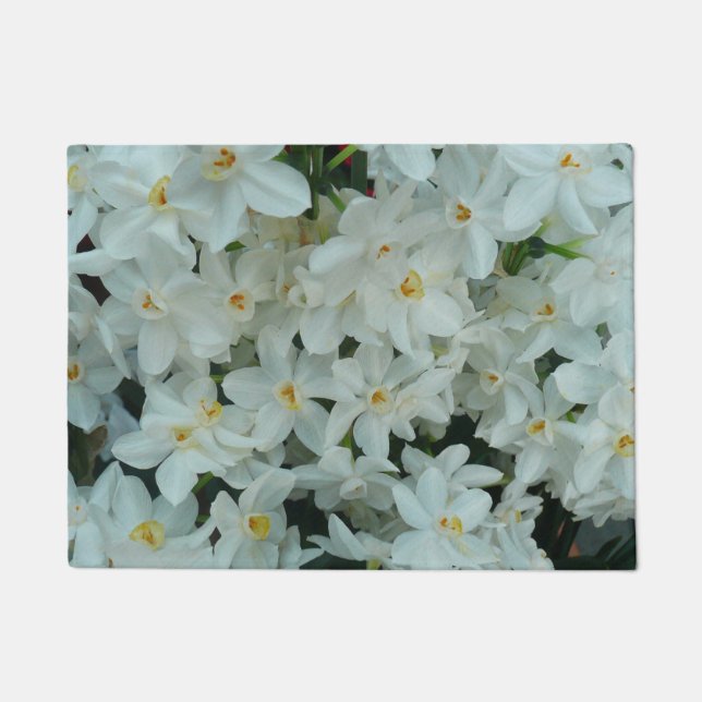Paperwhite Narcissus Delikate Weiße Blume Fußmatte (Vorderseite)