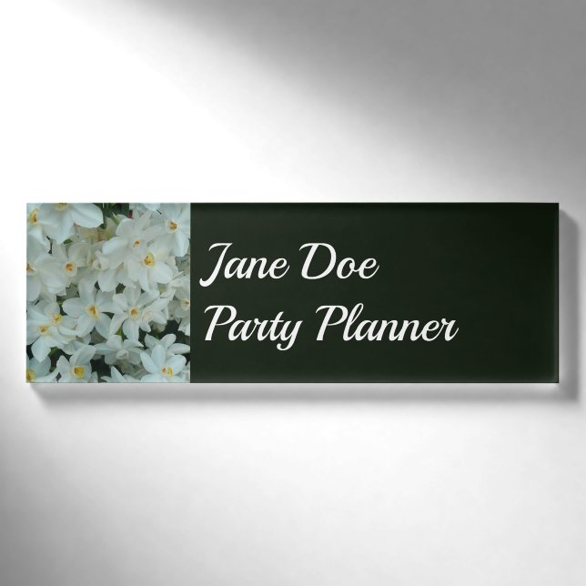 Paperwhite Narcissus Delikate Weiße Blume Namenschild (Vorderseite)