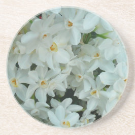 Paperwhite Narcissus Delikate Weiße Blume Sandstein Untersetzer