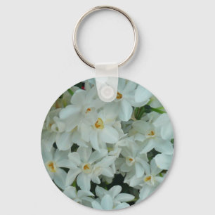 Paperwhite Narcissus Delikate Weiße Blume Schlüsselanhänger