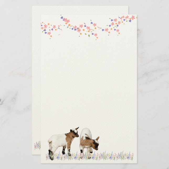 PAPETERIE 花とかわいい子ヤギ♡ (Devant / Derrière)