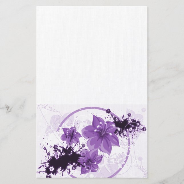 Papeterie 3 Jolies Fleurs - Violet (Devant)