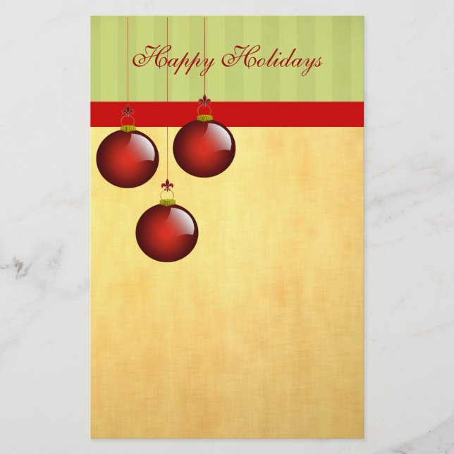 Papeterie 3 ornements rouges (Devant)