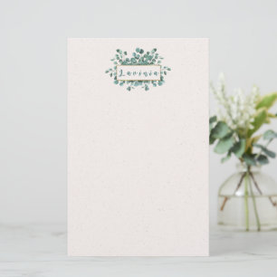 Papeterie à monogramme d'eucalyptus