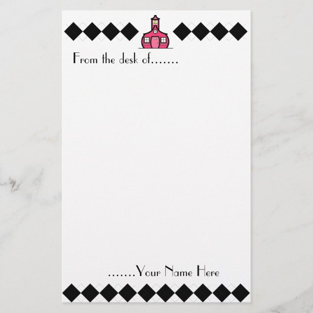 Papeterie à motifs de losanges de professeur (Devant)