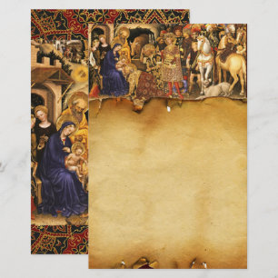 Papeterie ADORATION DE MAGI, Nativité Parchemin de Noël