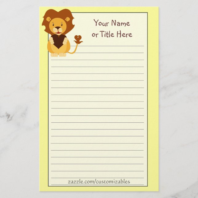 Papeterie affectueuse de lion (Devant)