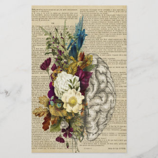 Papeterie affiche d'anatomie du cerveau floral médical