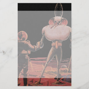 Papeterie Alien vintage de main de secousse d'astronaute de