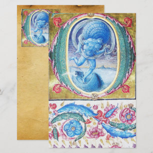 PAPETERIE ALLÉGATION DU MONOGRAMME FLORAL ANTIQUE VENT
