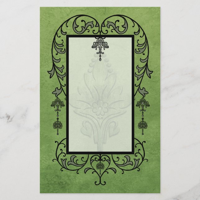 Papeterie Amoroso : PARCHEMIN ÂGÉ en vert (Devant)