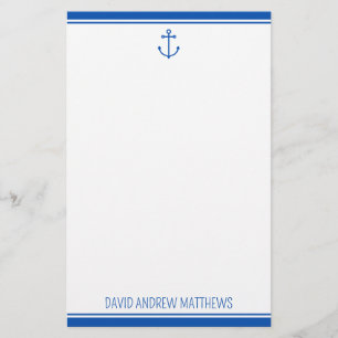 Papeterie Ancre Bleue et blanche marine Personnalisée