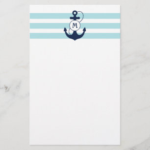 Papeterie Ancre marine bleu clair avec Monogramme